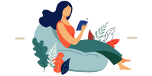 Illustration - Résidence de tourisme - Dame qui lit dans sofa